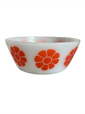 Vintage Federal Glass Orange Daisy Cereal Bowl
